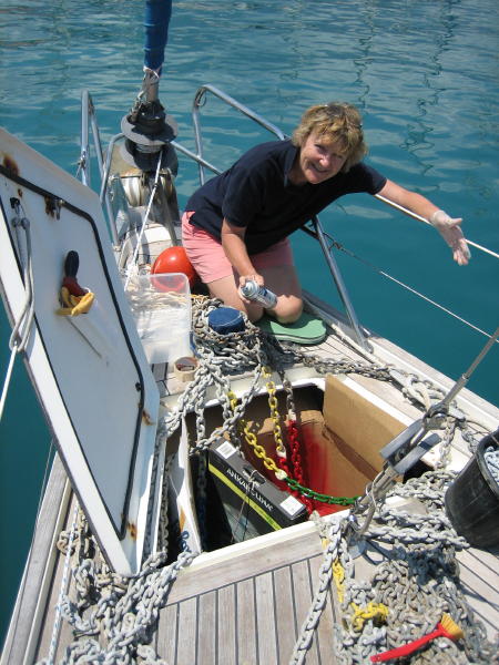 Painting the anchor chain